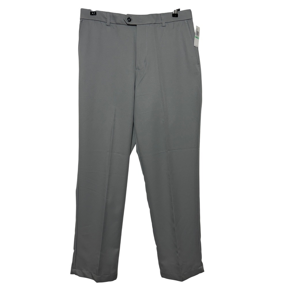IZOD Pants Mens‎ 34x32 Gray Golf Basix Classic Fit Sportflex Stretch Performance